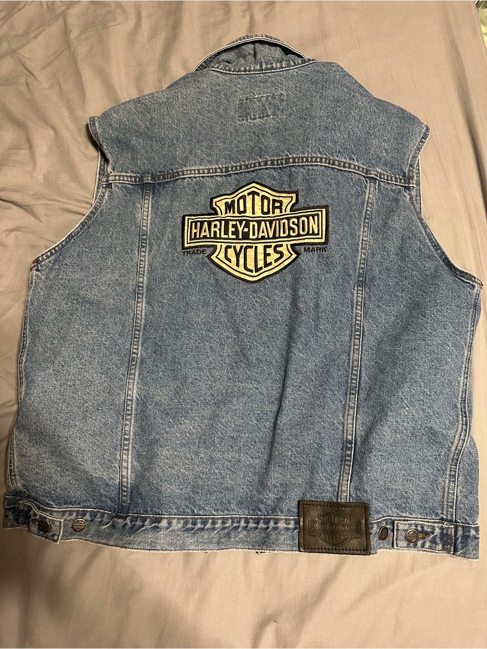 Vintage Harley Davidson Blue Denim Vest
